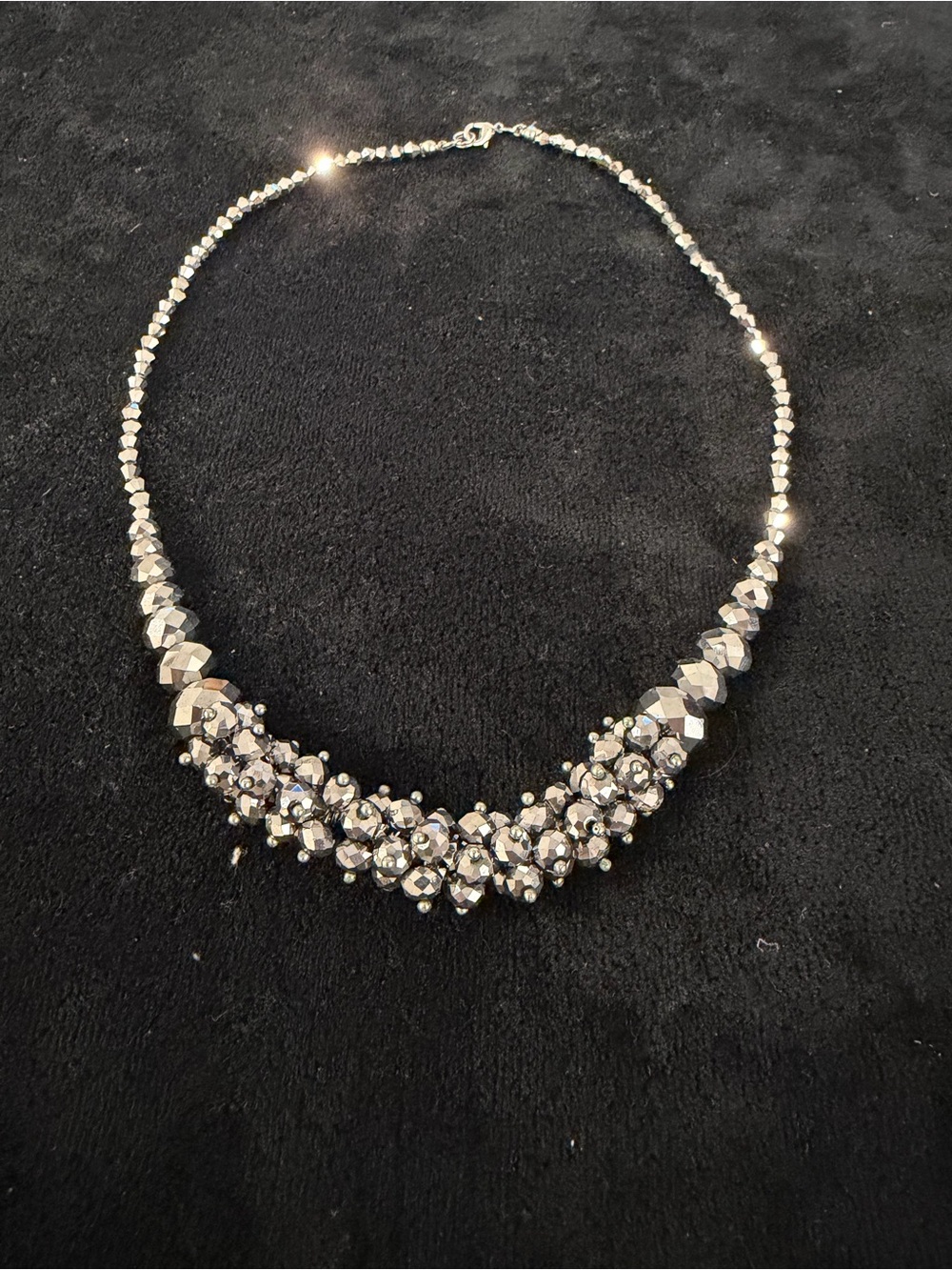 Sparkling Silver-tone Clustering Necklace